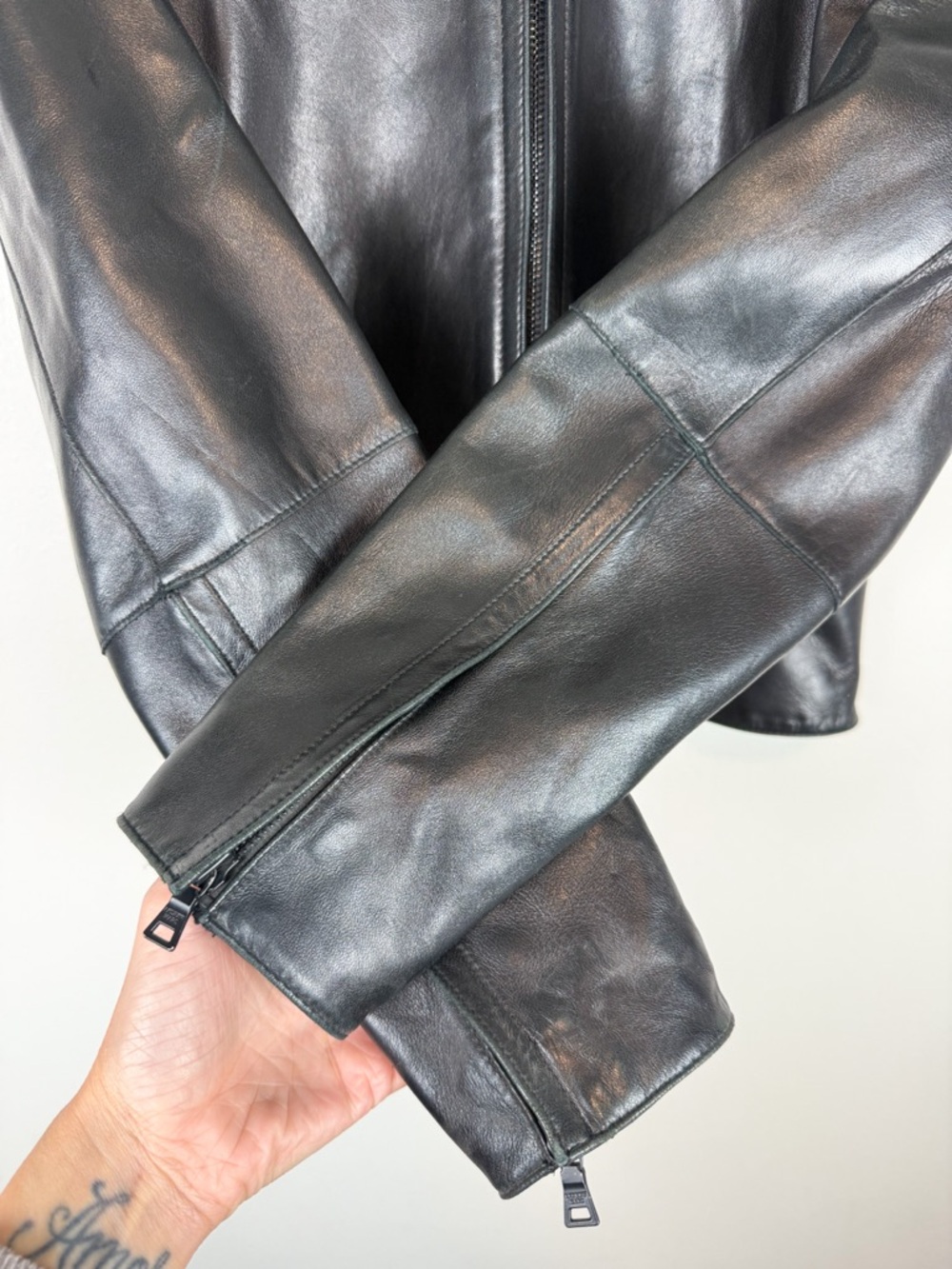 Vintage Andrew Marc New York Black Leather Zip Up Jacket Size Small - Picture 5 of 11